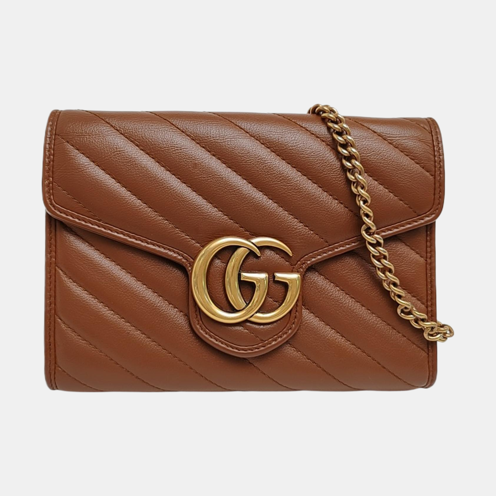 GG Marmont Mini Quilted Calfskin Brown