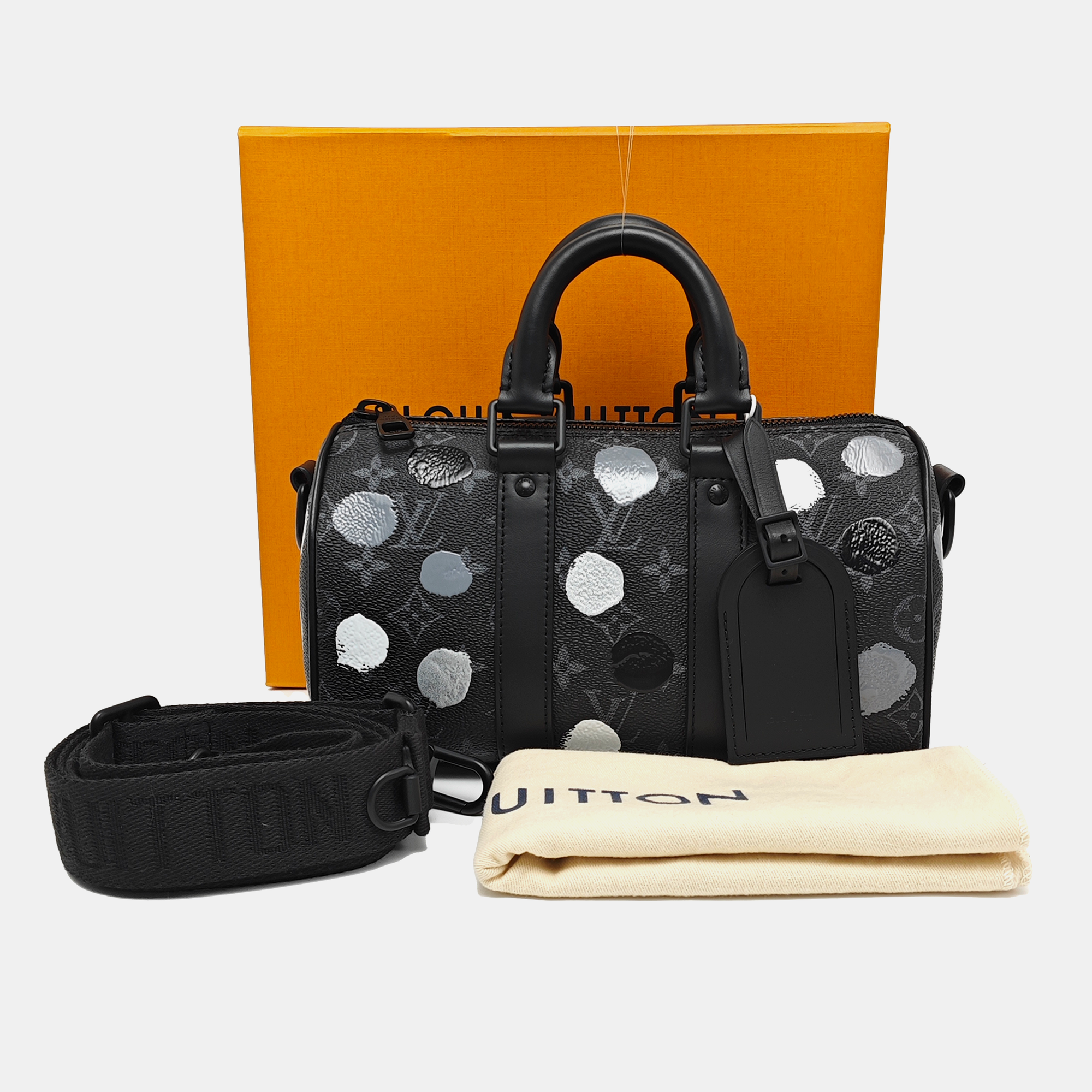 KEEPALL Monogram Coated Canvas Black