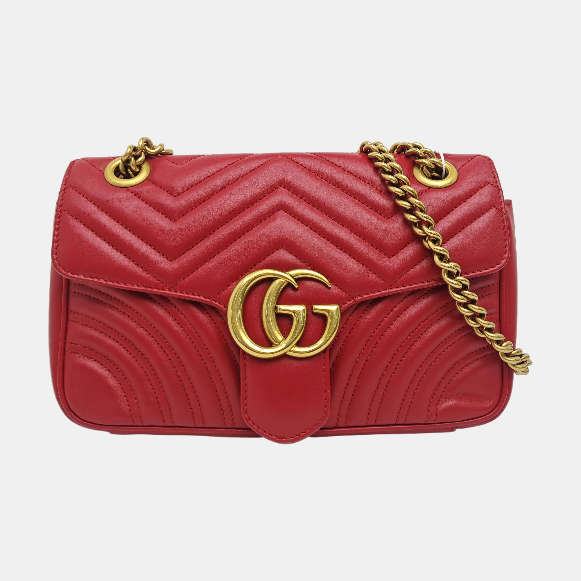 GG Marmont Medium Quilted Calfskin Red