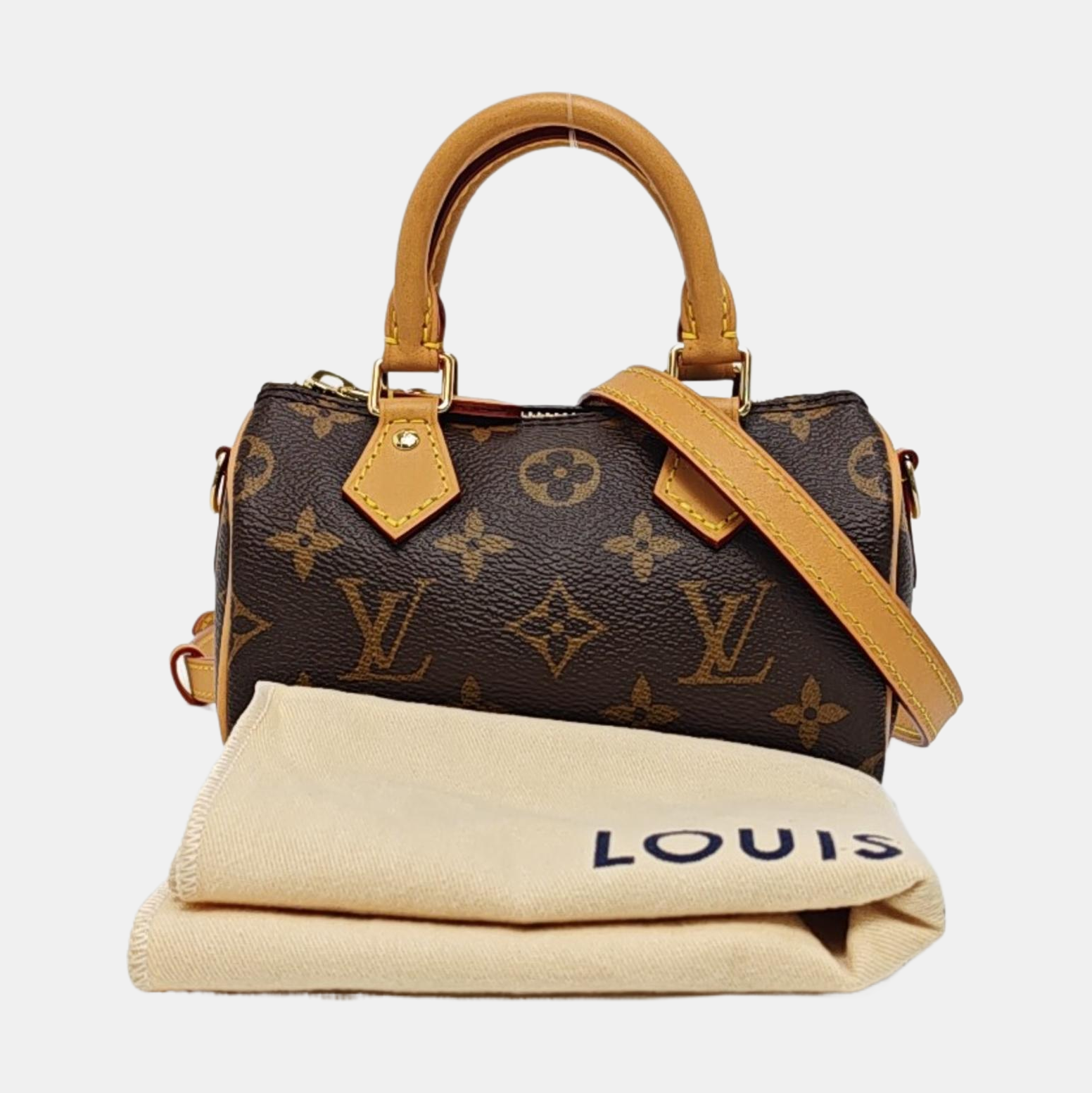 Authenticated pre-owned  SPEEDY Nano Monogram Coated Canvas Brown - Shoulder Bag at Looply