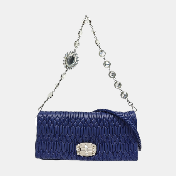 Quilted Lambskin Shoulder Bag Blue