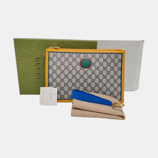 Monogram Coated Canvas Clutch Beige
