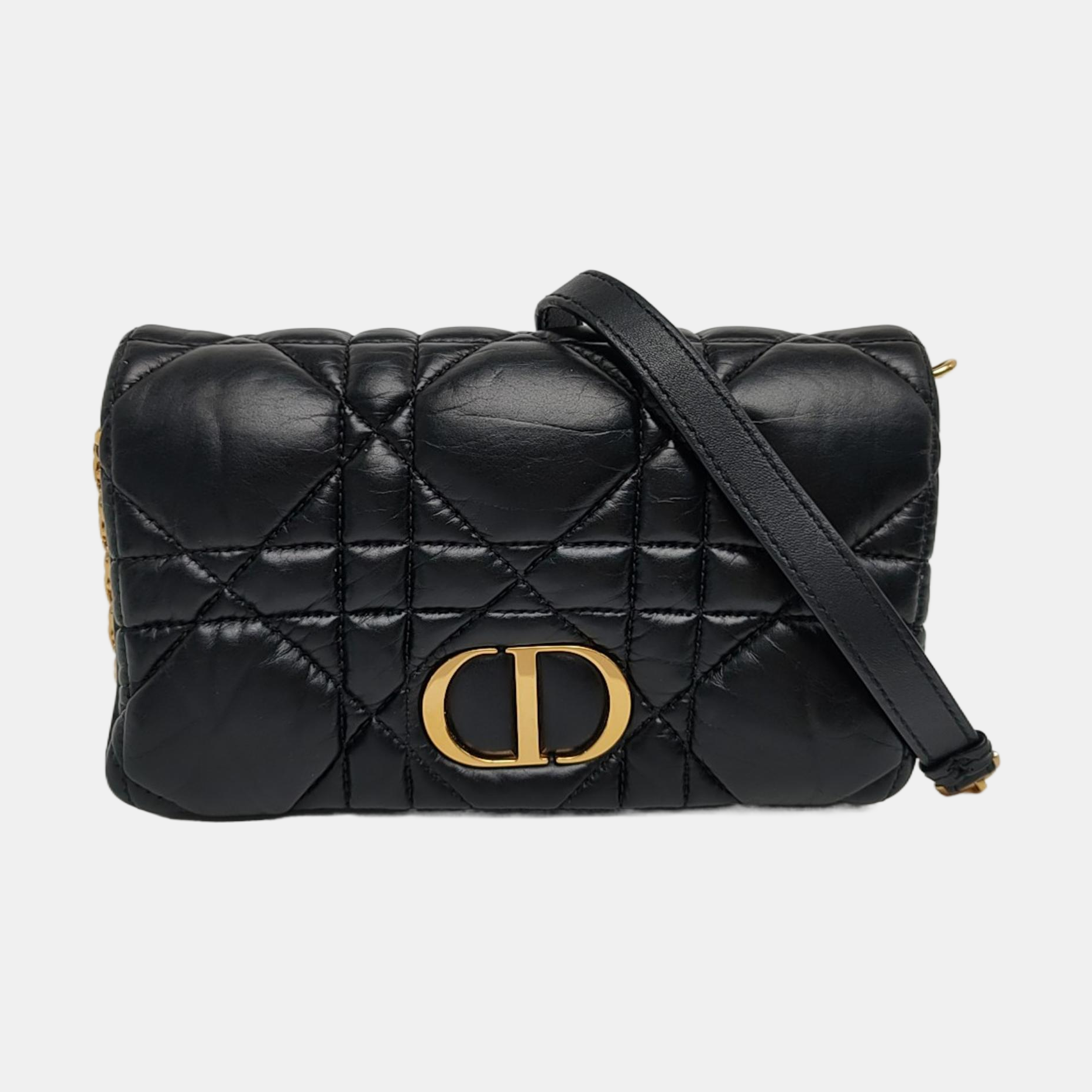 Dior Caro Small Cannage Calfskin Black