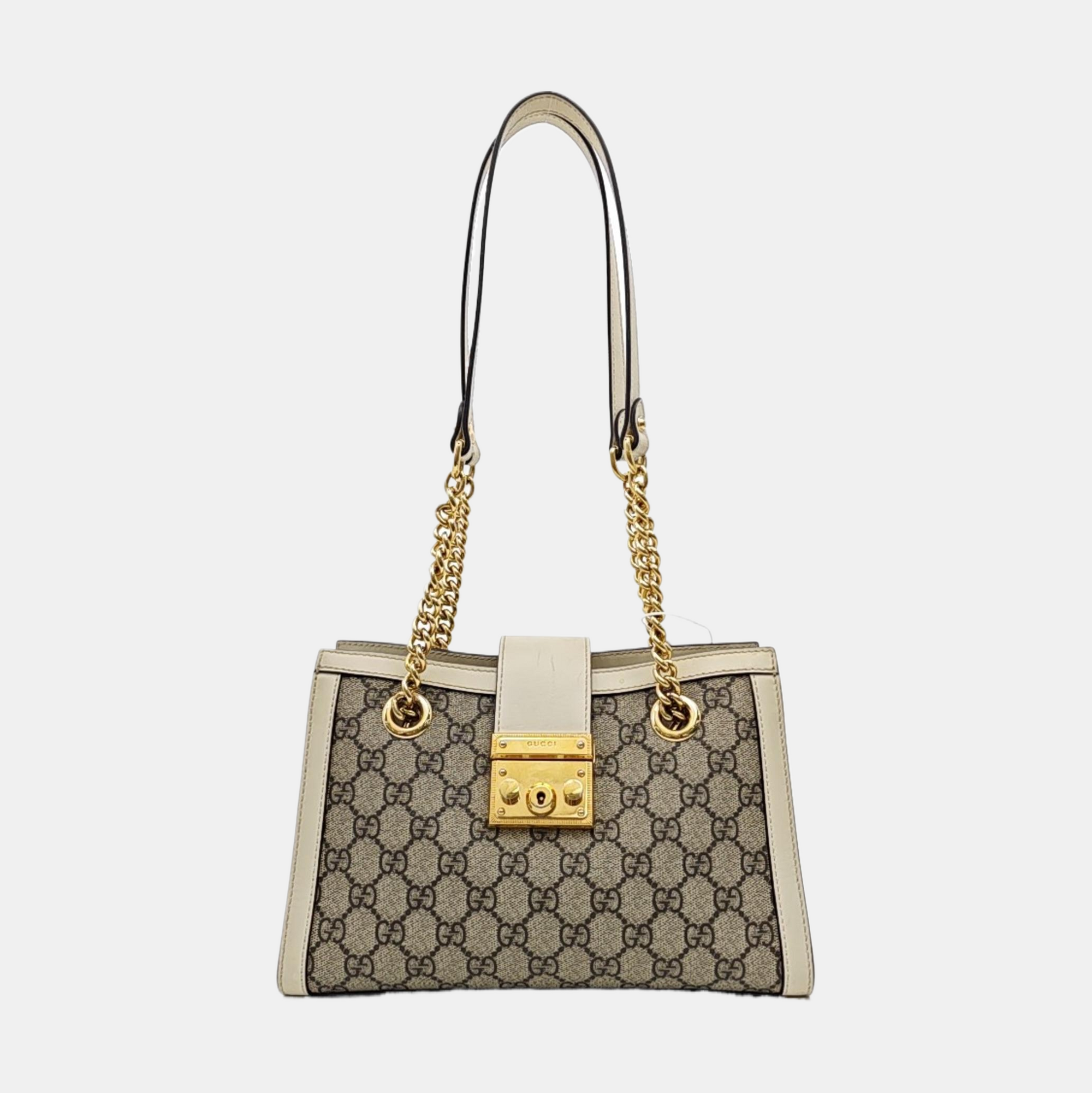 Padlock Small Monogram Coated Canvas Beige