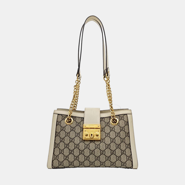Padlock Small Monogram Coated Canvas Beige