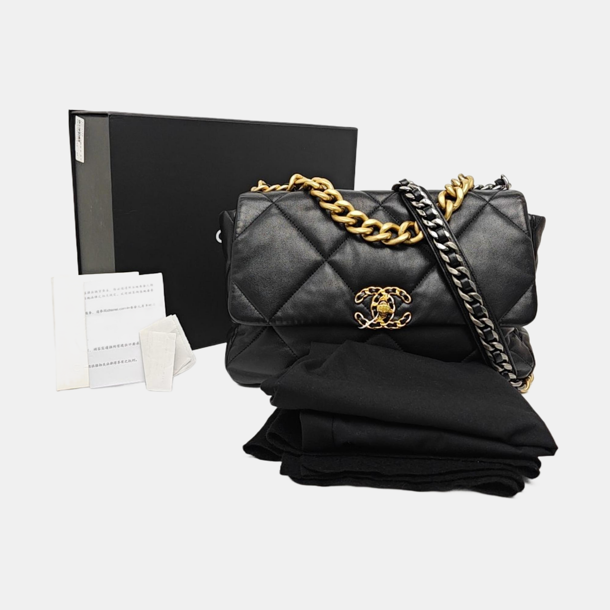 CHANEL 19 Large Quilted Lambskin Black