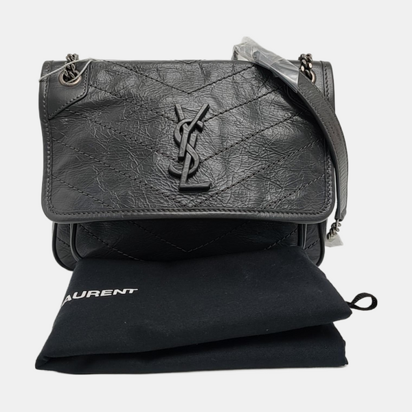 NIKI Small Chevron Calfskin Gray