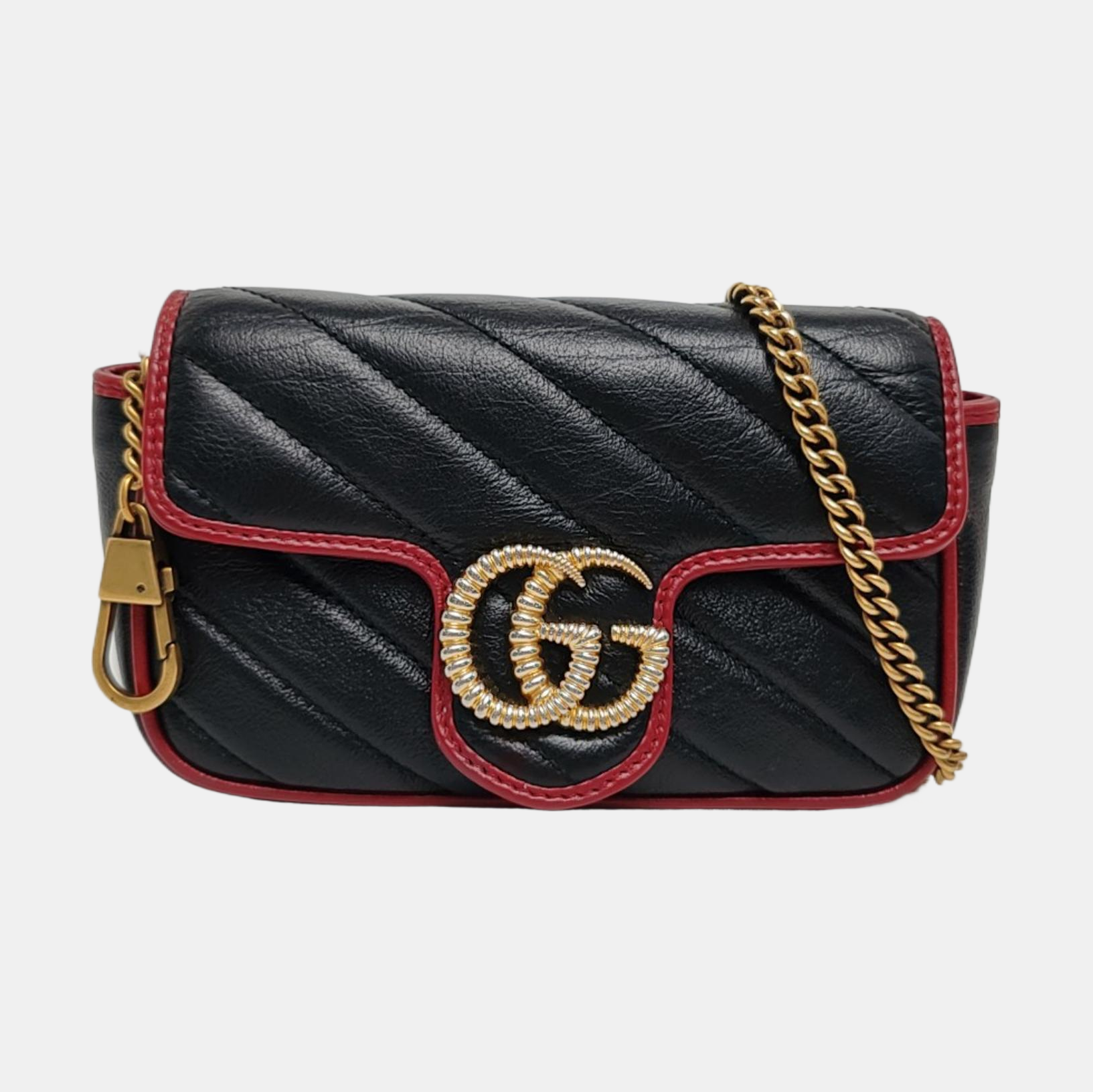 GG Marmont Super Mini Quilted Calfskin Black