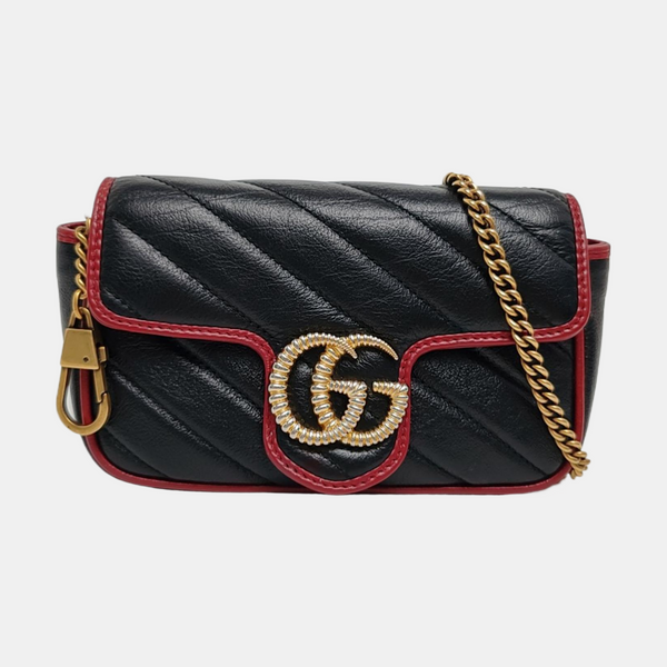 GG Marmont Super Mini Quilted Calfskin Black