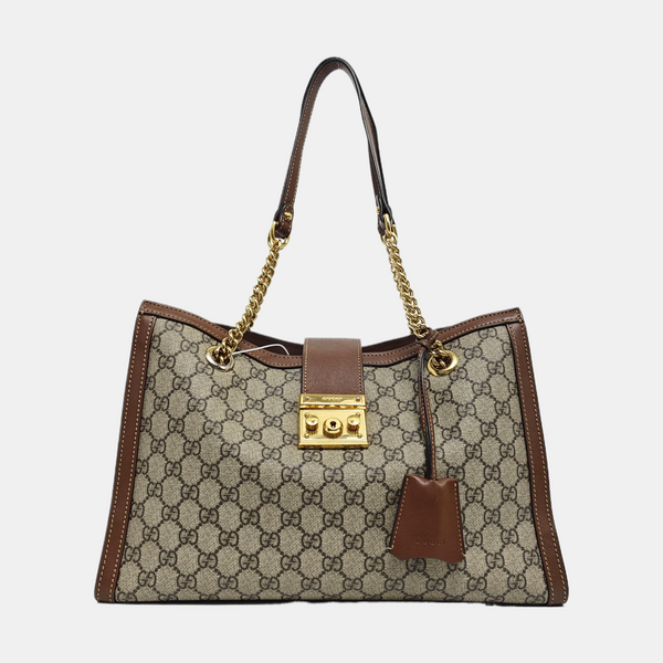 Padlock Medium Monogram Coated Canvas Beige