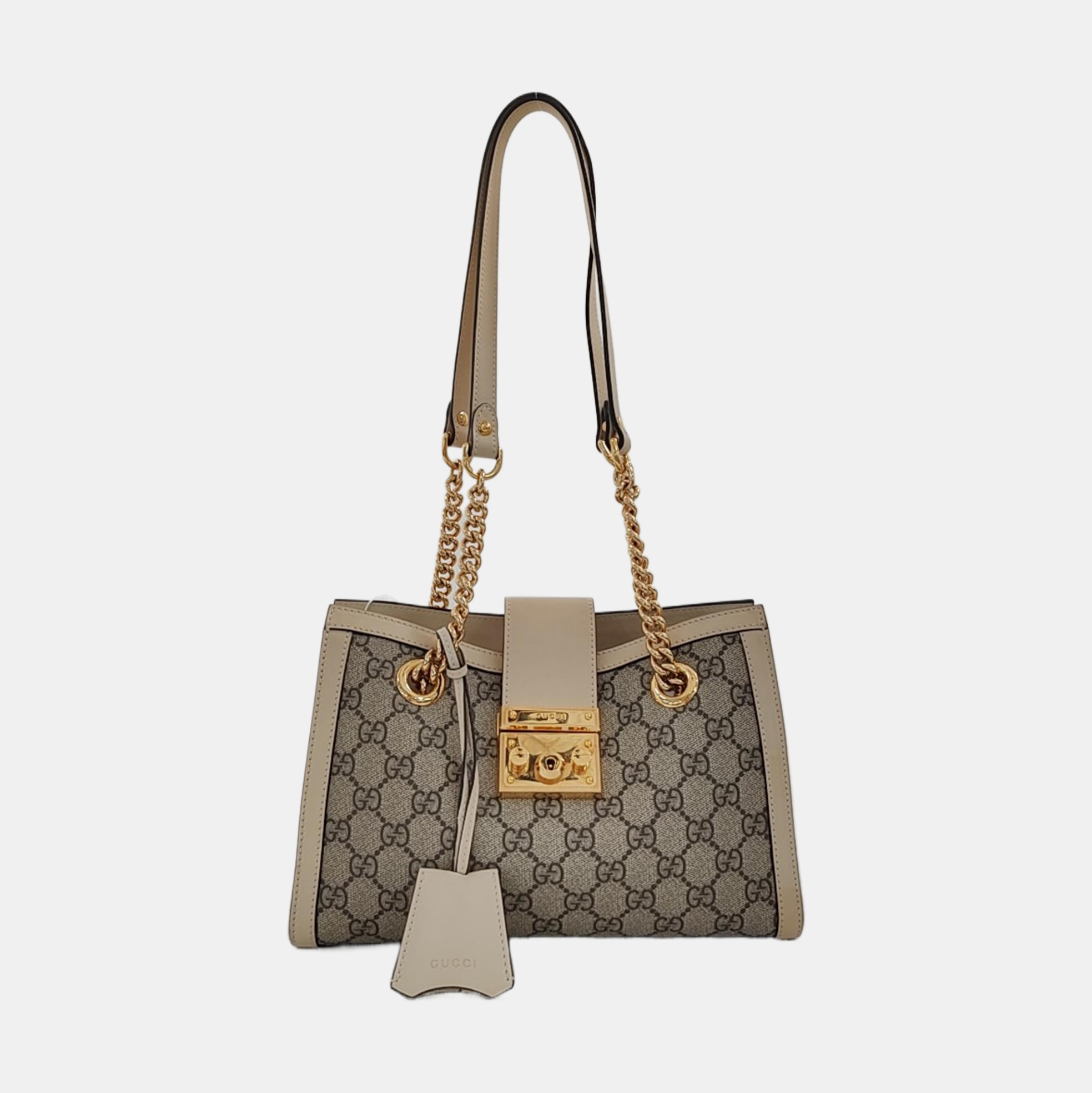 Padlock Small Monogram Coated Canvas Beige