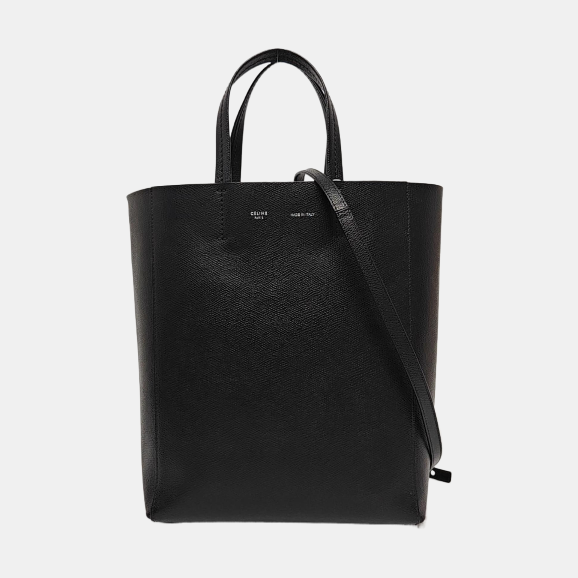 Authenticated pre-owned  VERTICAL CABAS Small Calfskin Black - Tote Bag at Looply