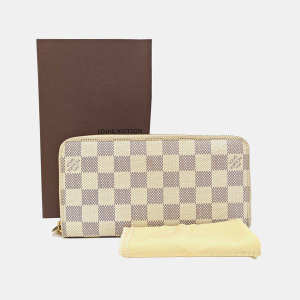 ZIPPY Damier Azur Coated Canvas White Wallet