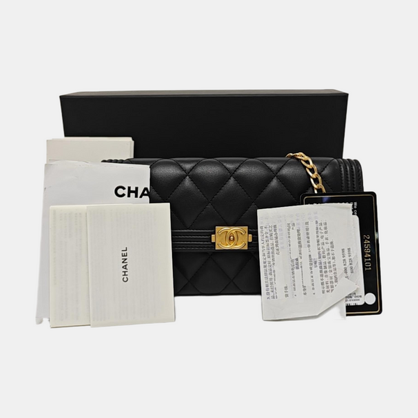 BOY CHANEL Mini Quilted Calfskin Black
