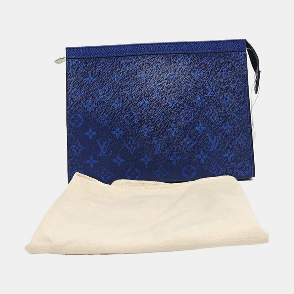 Pochette Voyag MM Monogram Coated Canvas Blue