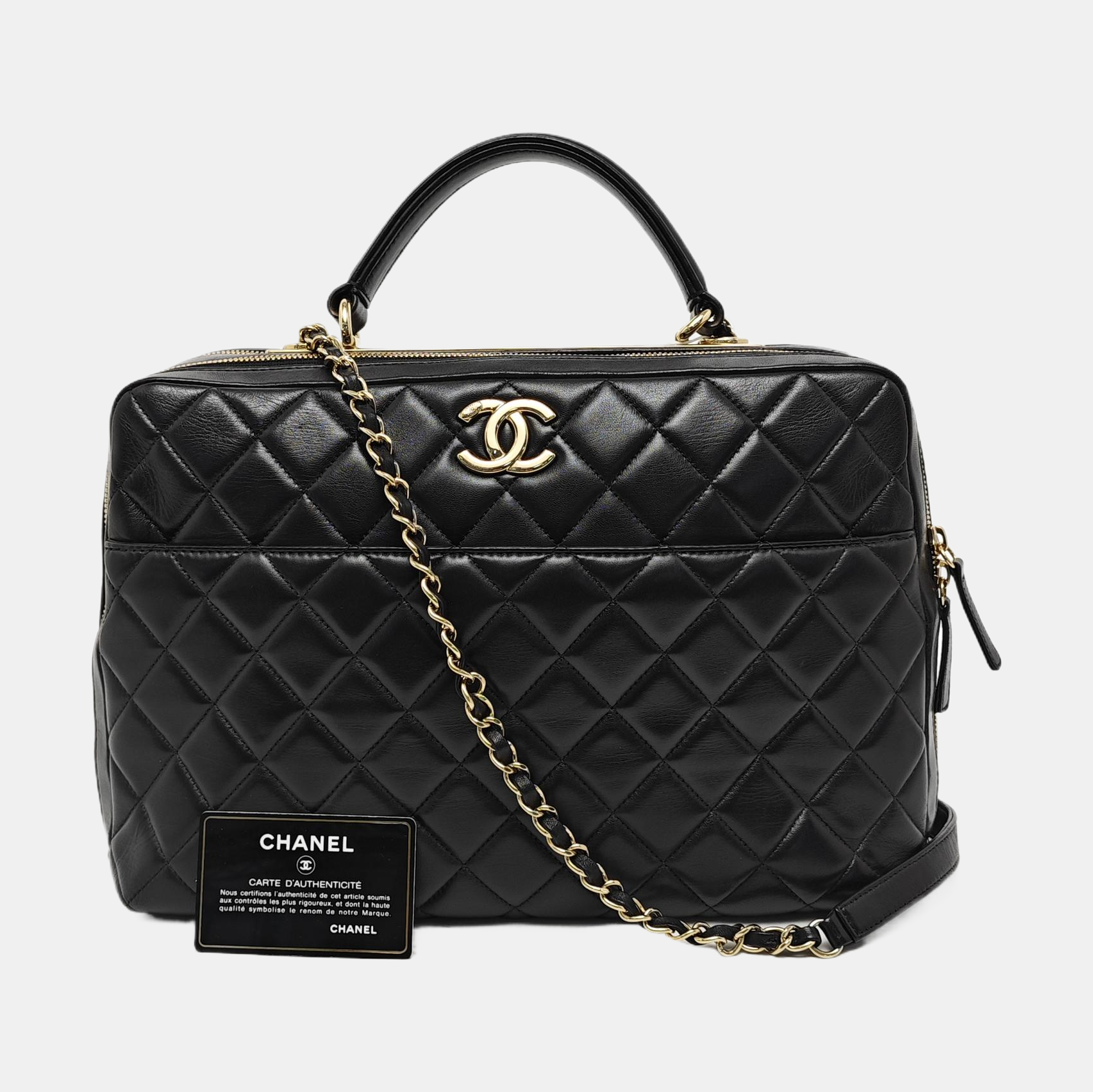 TRENDY CC Large Quilted Lambskin Black