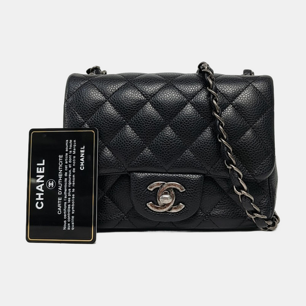 CLASSIC FLAP Mini Quilted Grained Calfskin Black