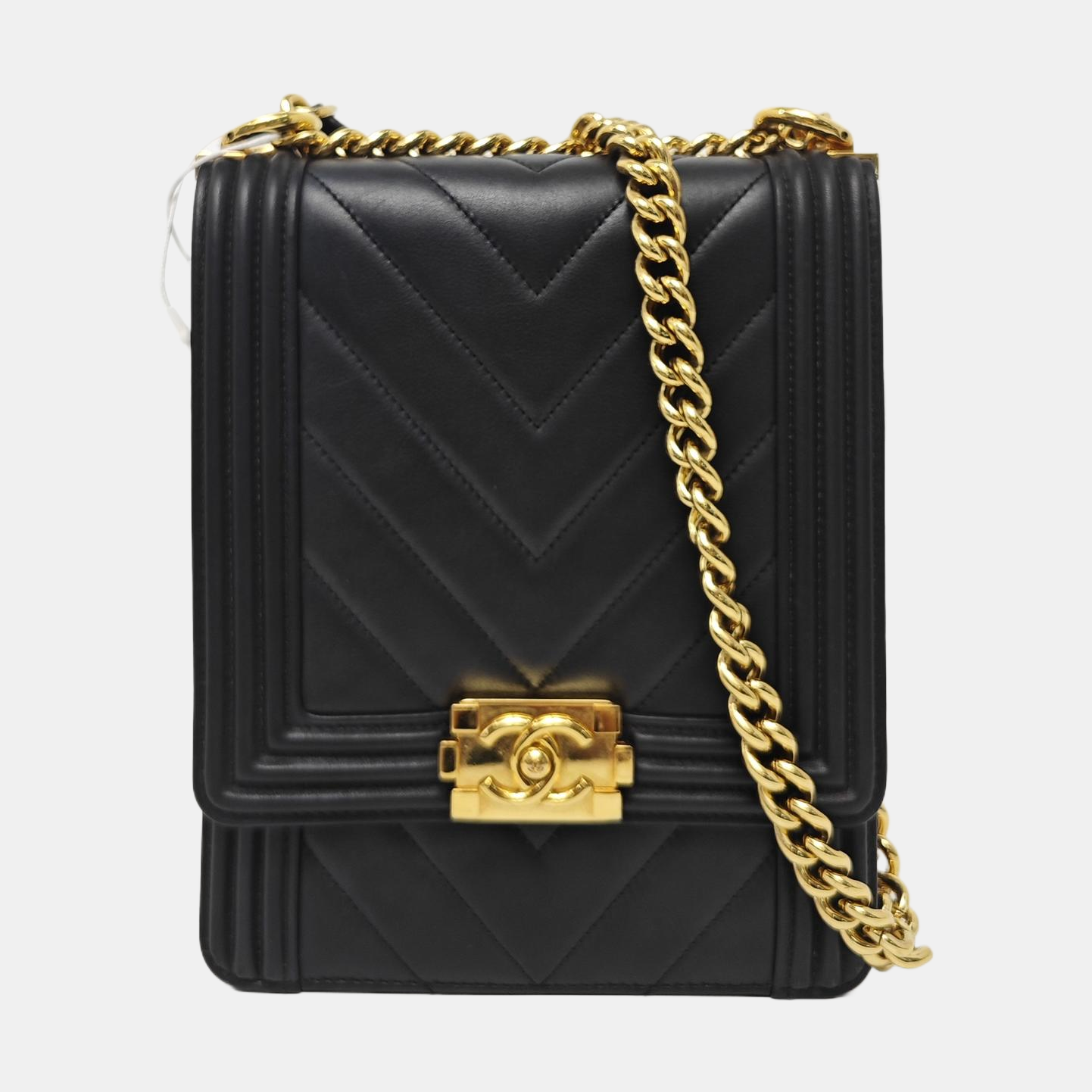 BOY CHANEL Mini Chevron Calfskin Black