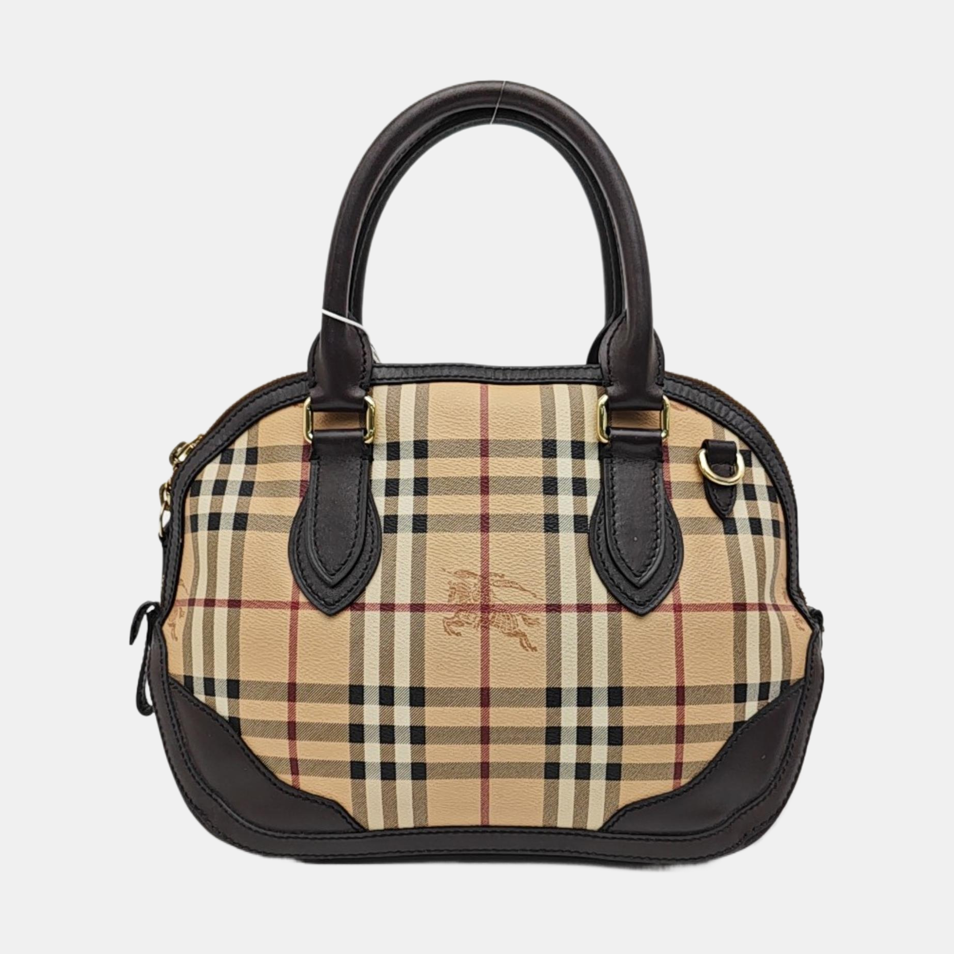 Coated Canvas Top Handle Bag Small Beige