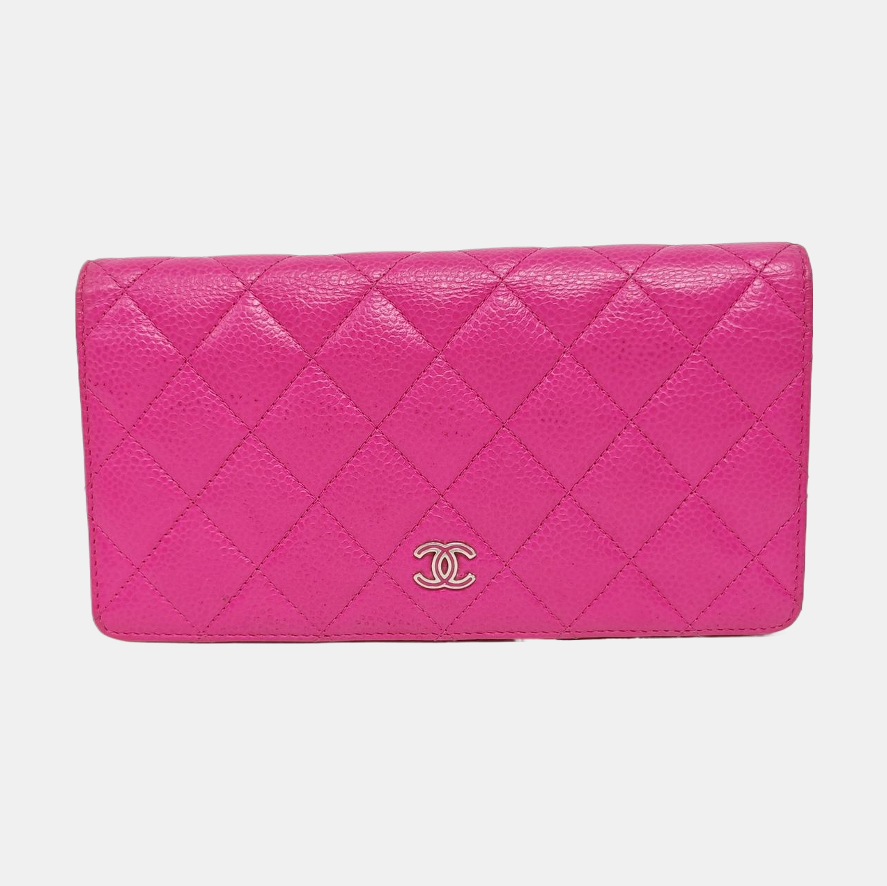 Quilted Grained Calfskin Wallet Pink