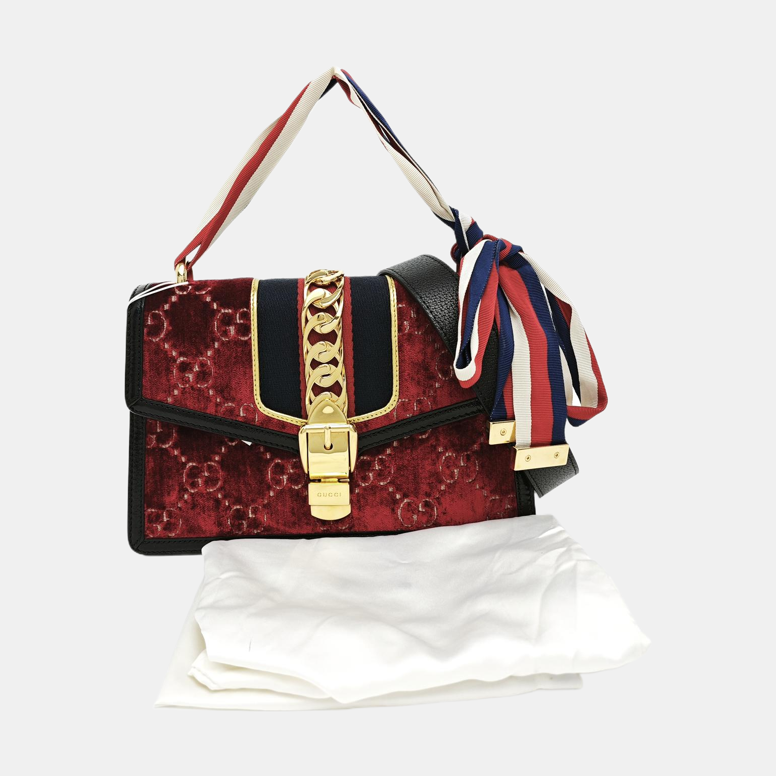 Sylvie Small Monogram Velvet Red