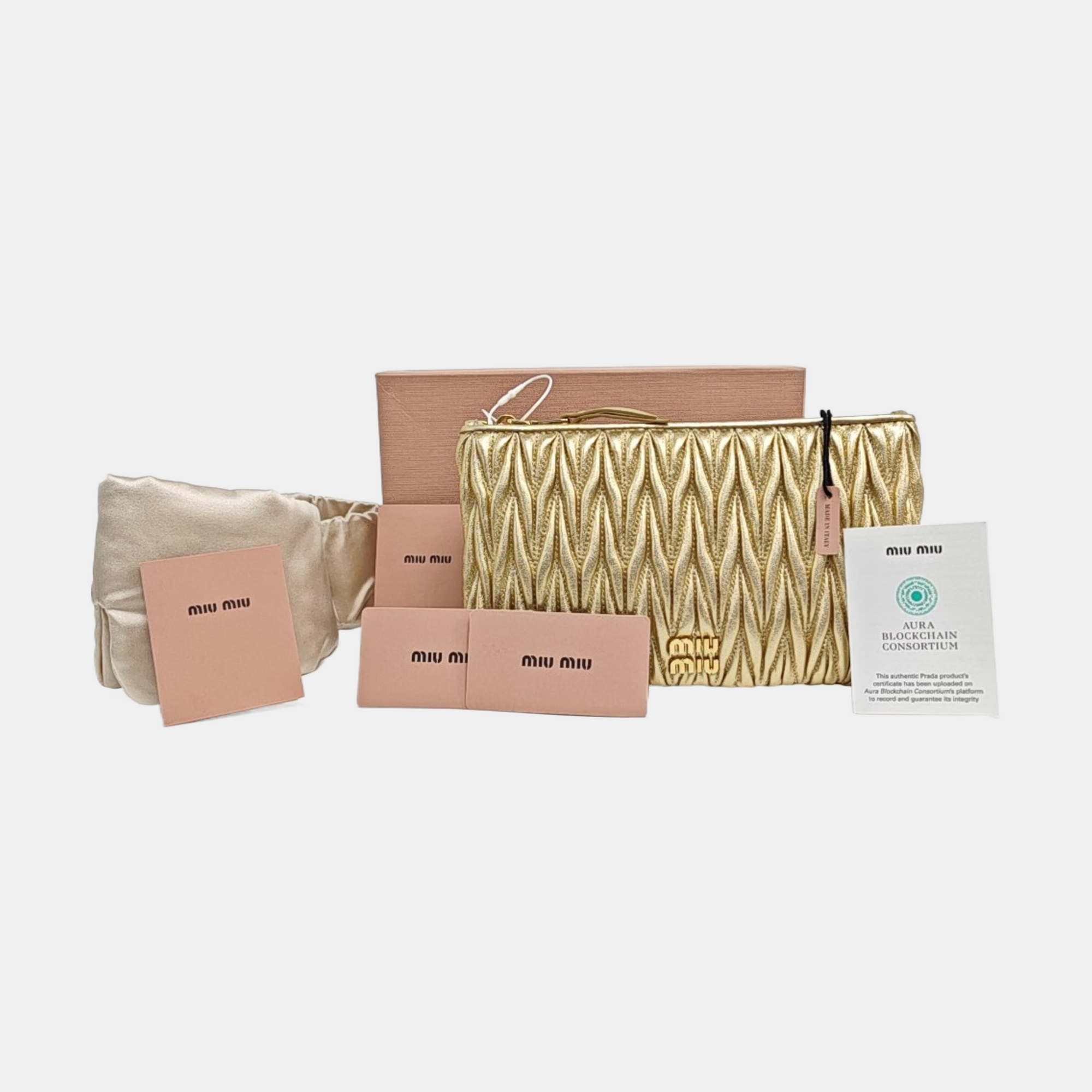 Quilted Lambskin Clutch Gold
