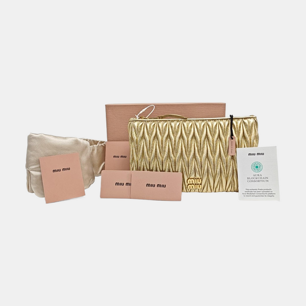 Quilted Lambskin Clutch Gold