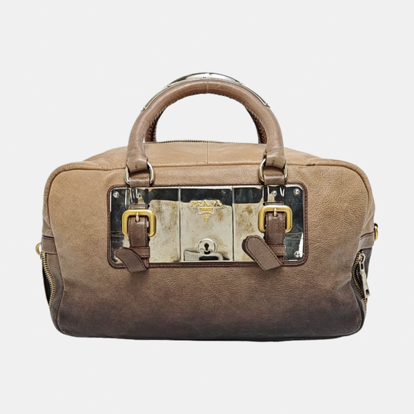 Calfskin Top Handle Bag Brown