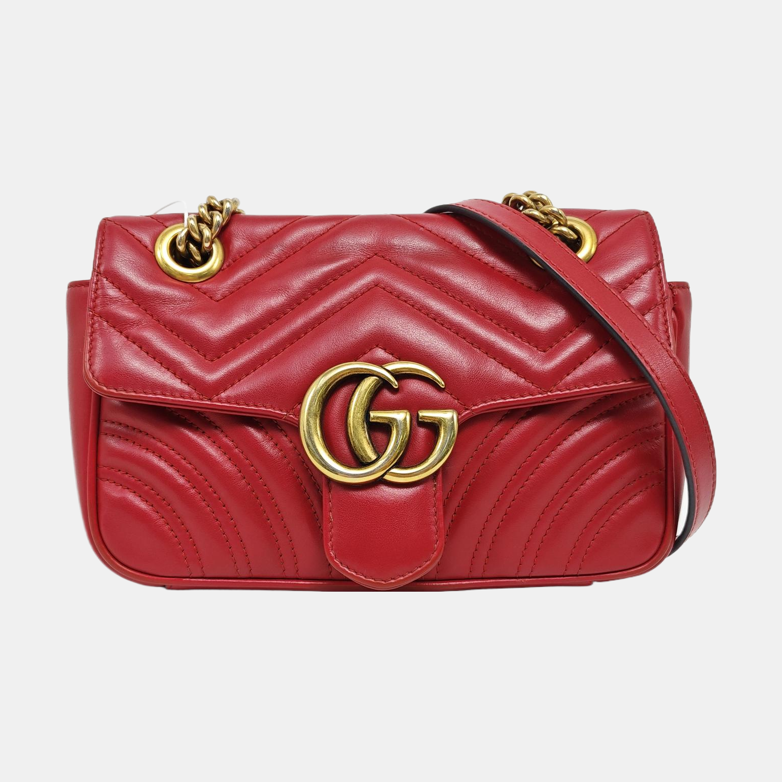 GG Marmont Small Quilted Calfskin Red