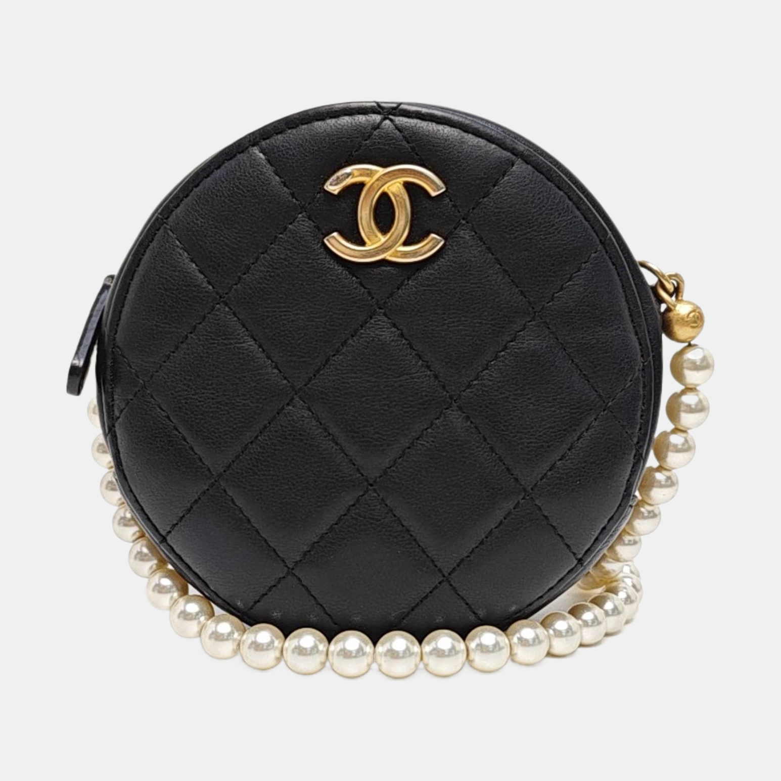 ROUND Mini Quilted Calfskin Black