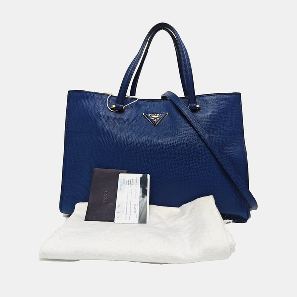 Galleria Large Saffiano Calfskin Blue