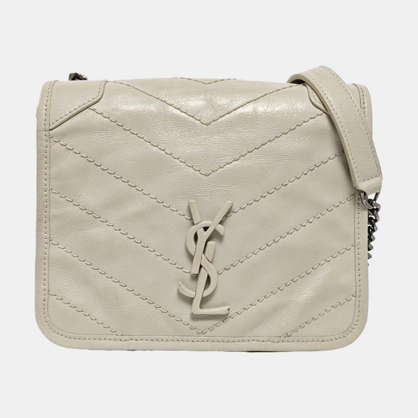 NIKI Mini Chevron Calfskin White