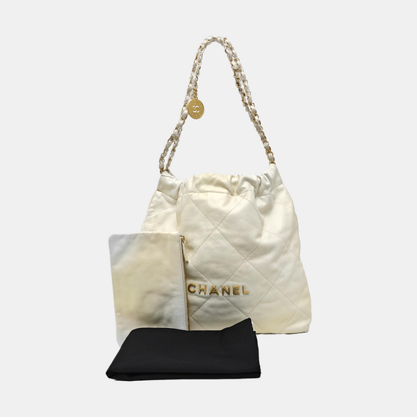 CHANEL 22 Medium Quilted Calfskin White