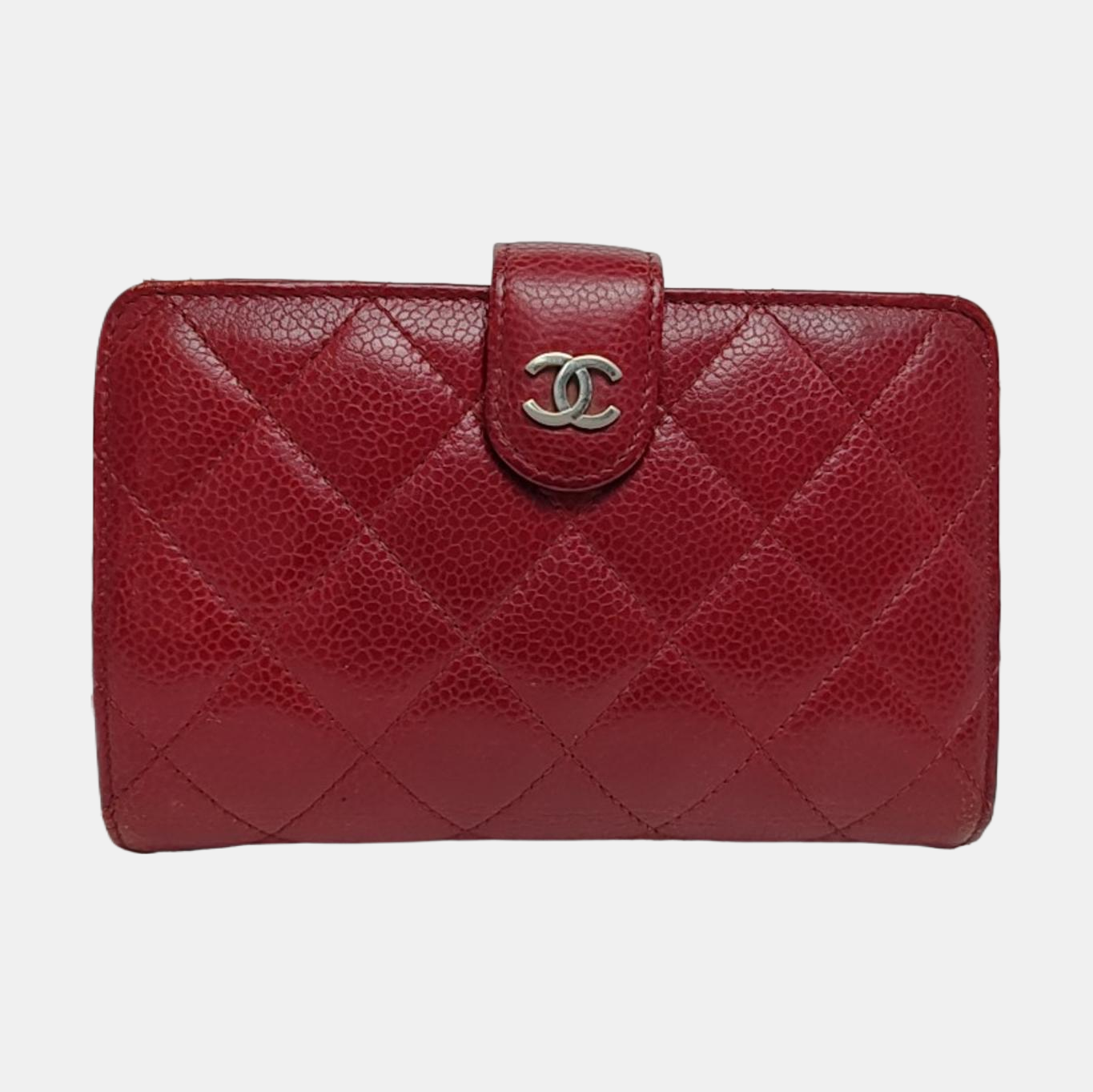 Quilted Grained Calfskin Wallet Red