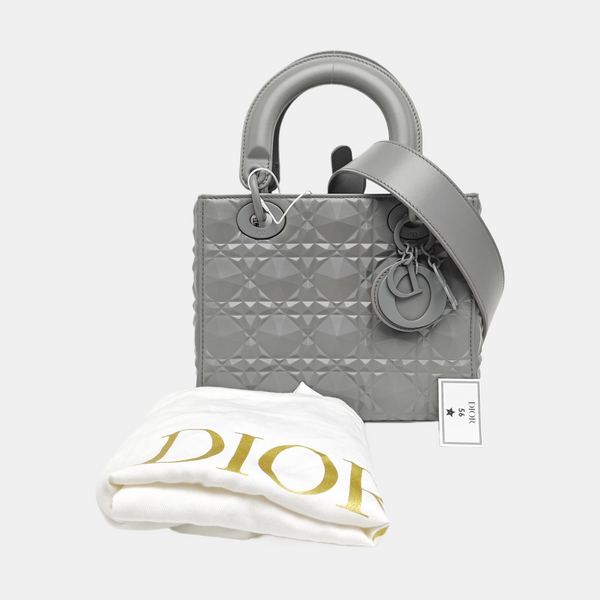 Lady Dior Small Cannage Calfskin Gray