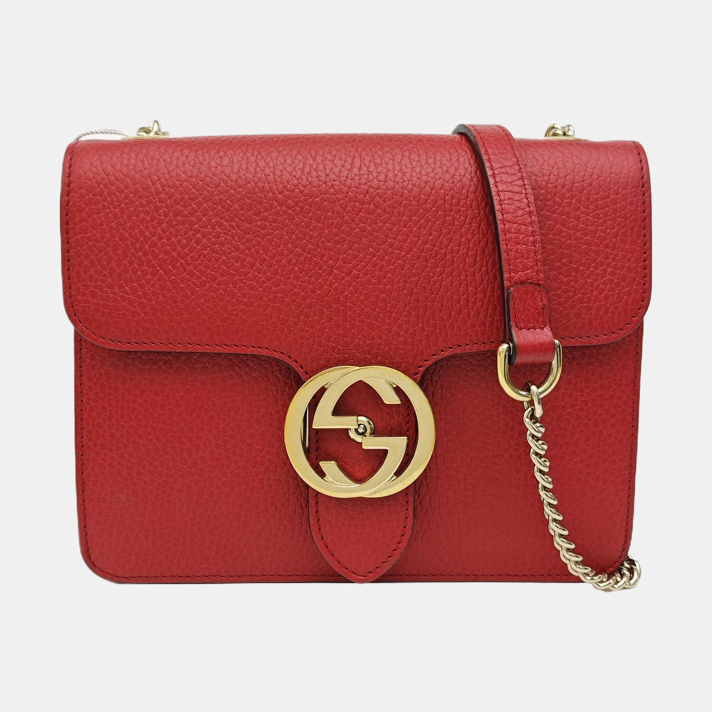 Interlocking G Small Calfskin Red