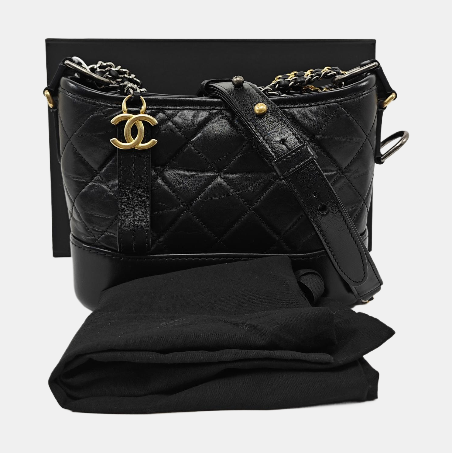 GABRIELLE Small Quilted Calfskin Black
