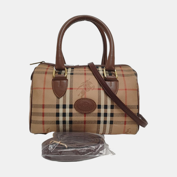 Coated Canvas Top Handle Bag Beige
