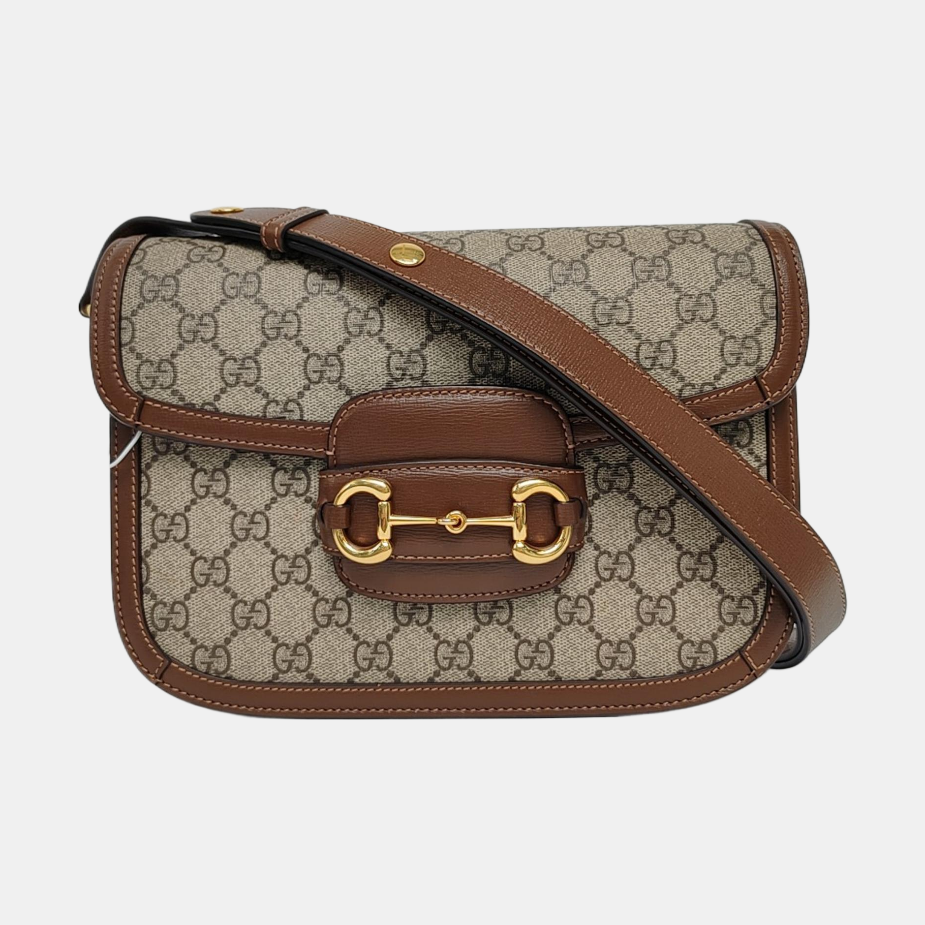 Horsebit 1955 Medium Monogram Coated Canvas Beige