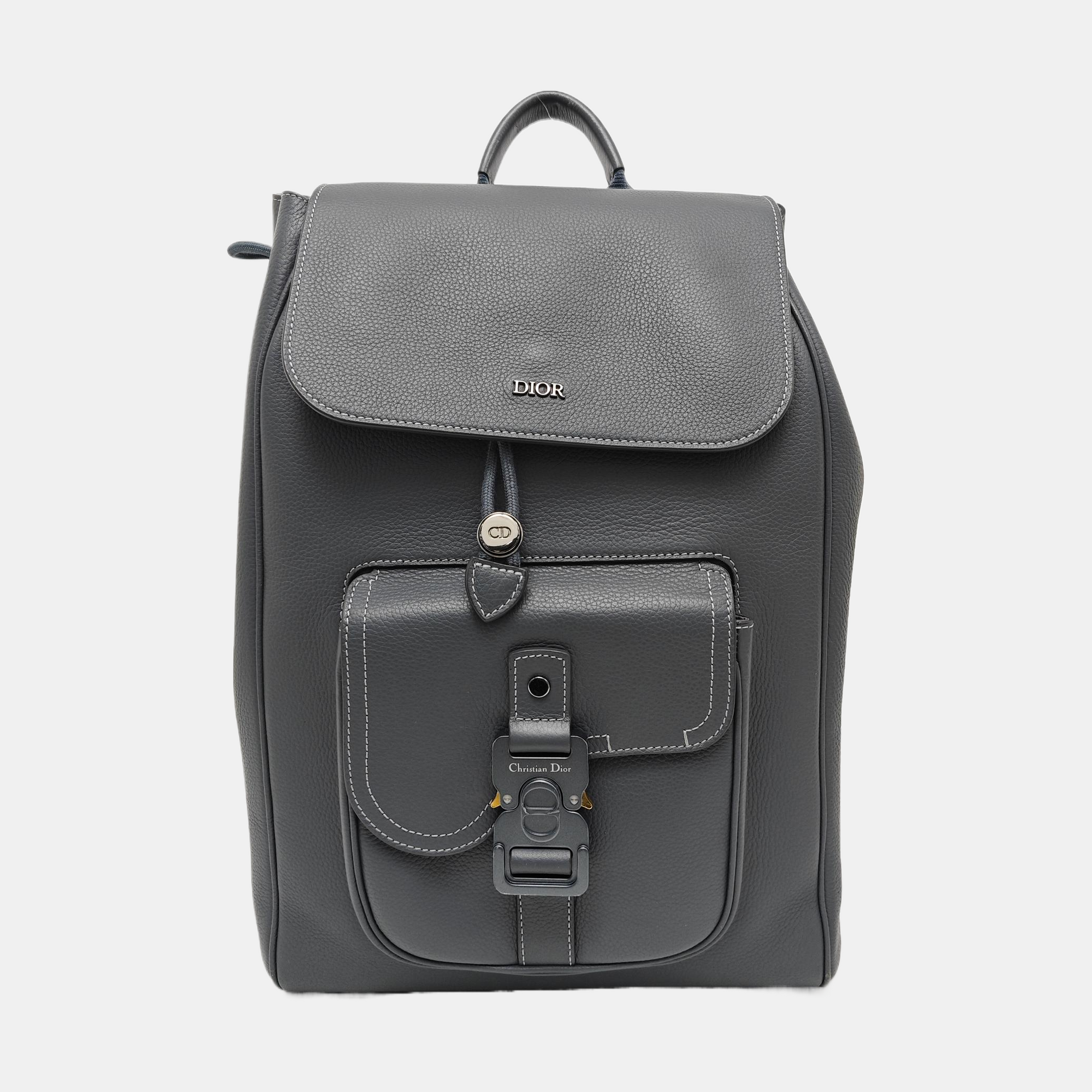Saddle Medium Calfskin Gray