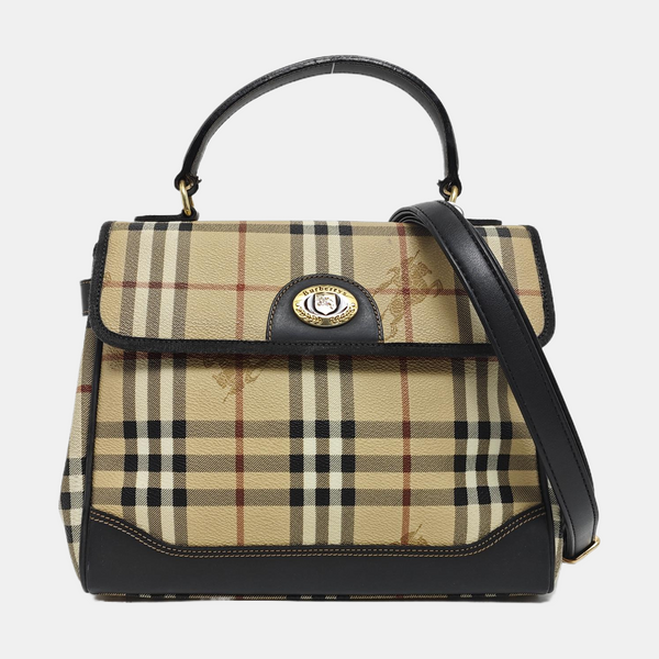 Coated Canvas Top Handle Bag Beige
