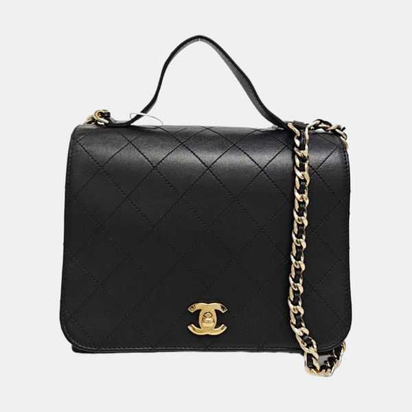 Quilted Calfskin Shoulder Bag Black