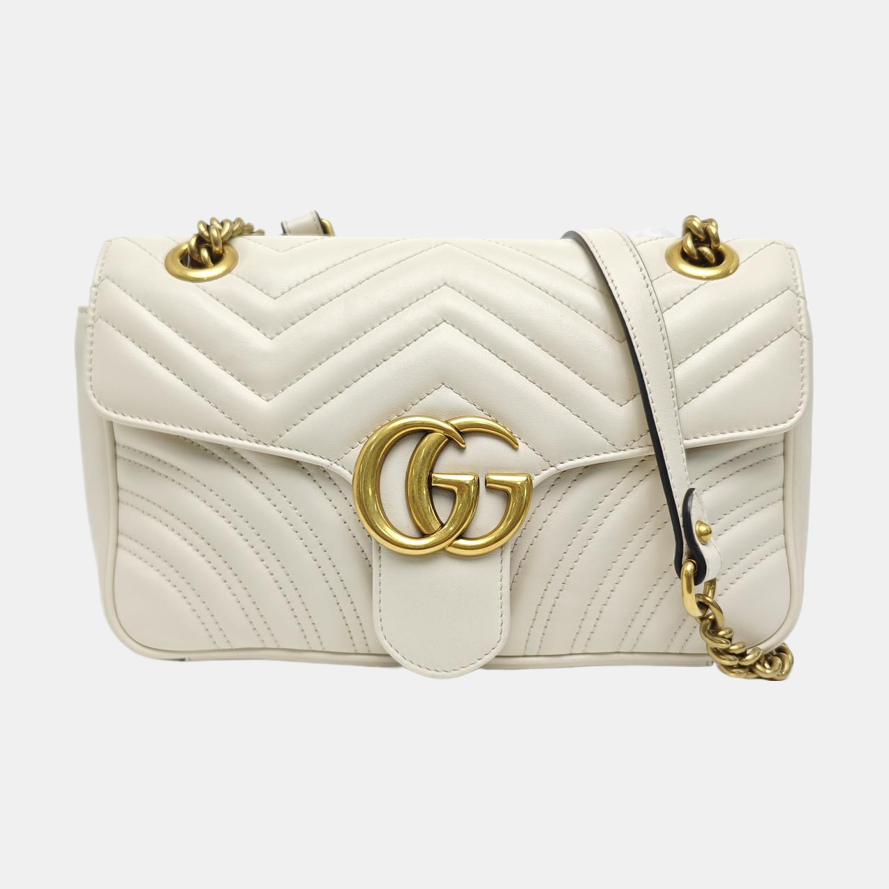GG Marmont Medium Quilted Calfskin White