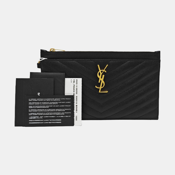 CASSANDRE Large Chevron Calfskin Black
