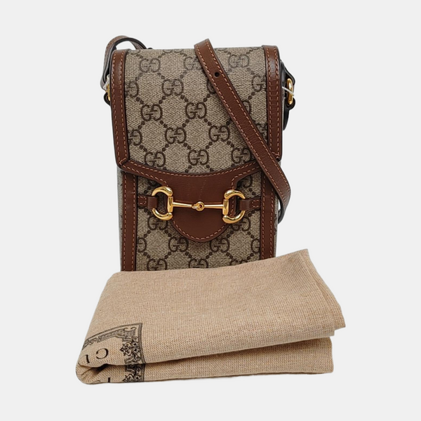 Authenticated pre-owned  Horsebit 1955 Mini Coated Canvas Beige - Crossbody Bag at Looply