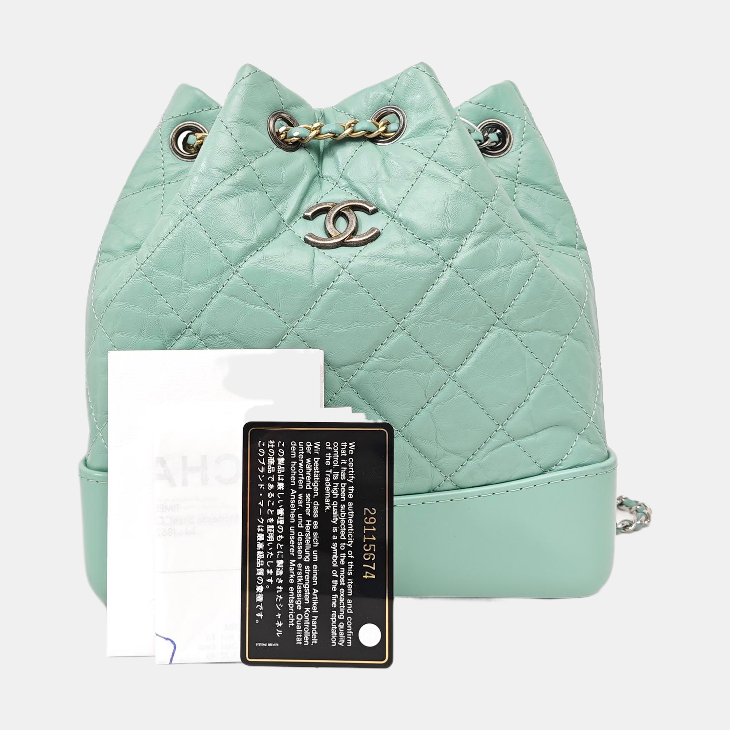 GABRIELLE Small Quilted Calfskin Green