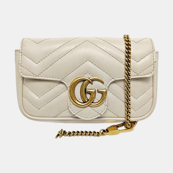GG Marmont Mini Quilted Calfskin White