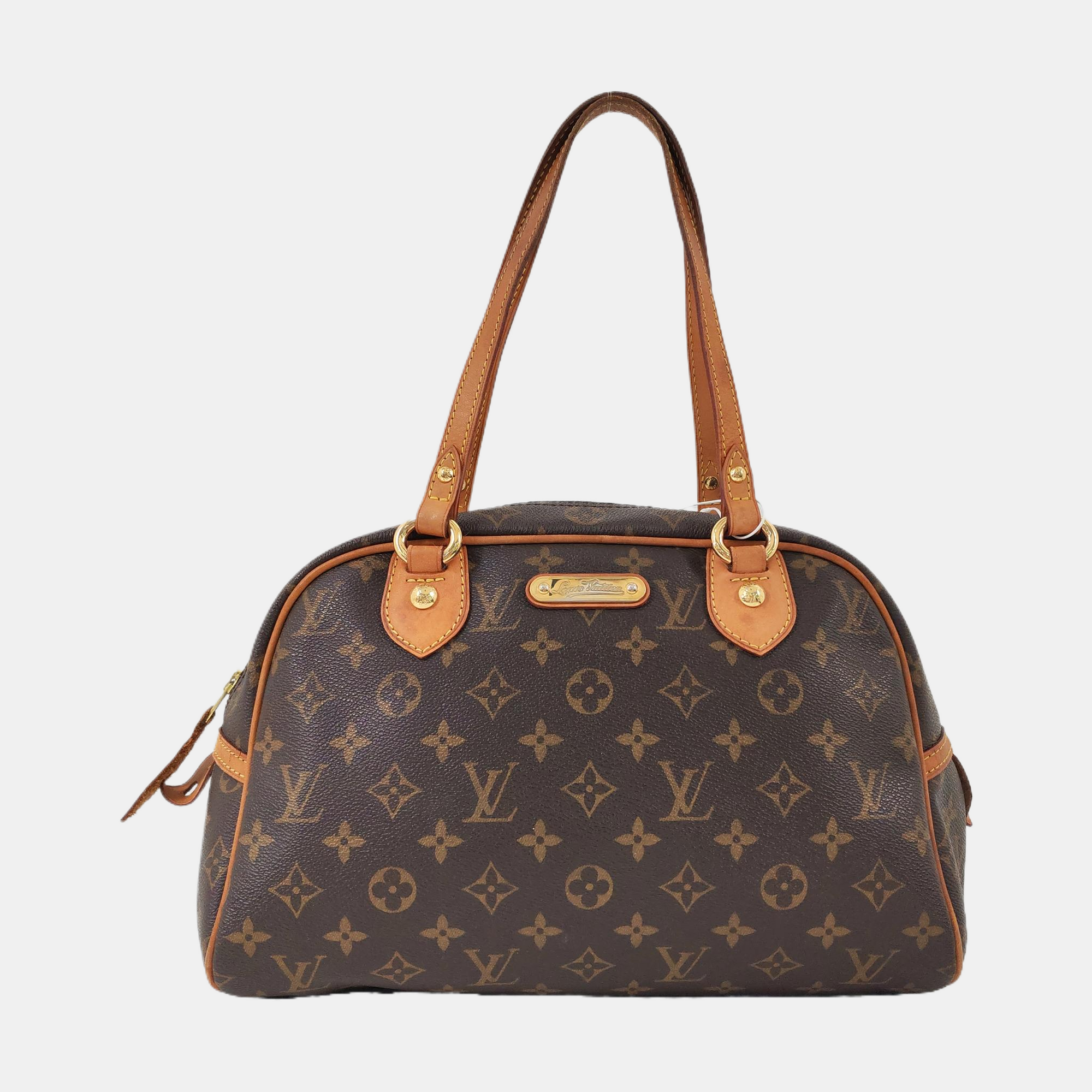 MONTORGUEI PM Monogram Coated Canvas Brown