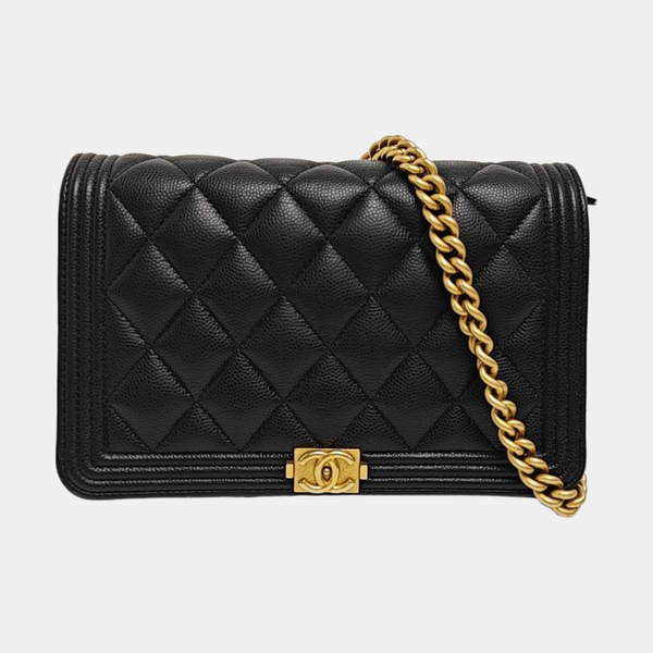 BOY CHANEL Mini Quilted Grained Calfskin Black
