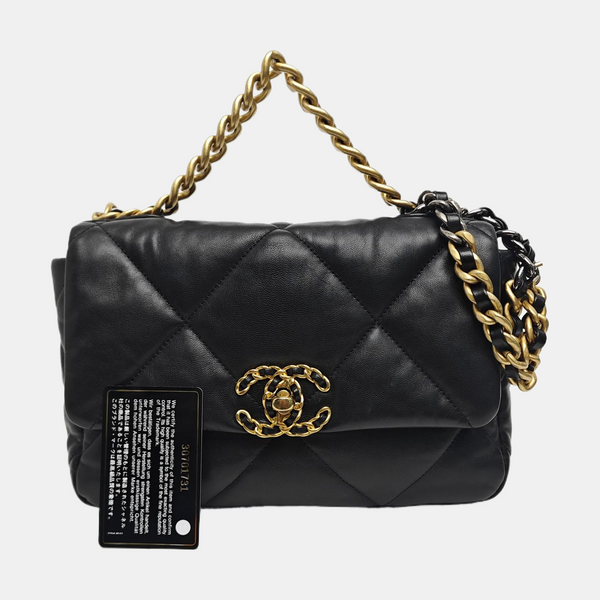 CHANEL 19 Small Quilted Lambskin Black